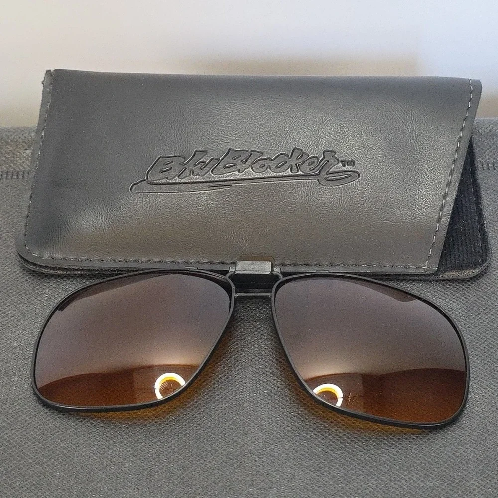 BluBlocker Sunglasses‎ Clip On Unisex-adult Brown Aviator Case Vintage Y2K 90's